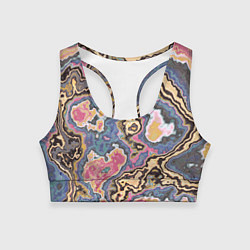 Топик спортивный женский Мраморный узор разноцветный, цвет: 3D-принт