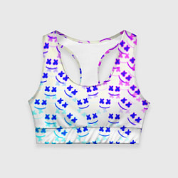 Топик спортивный женский Marshmello pattern neon, цвет: 3D-принт