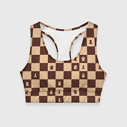 Топик спортивный женский Коричневая шахматная доска, цвет: 3D-принт