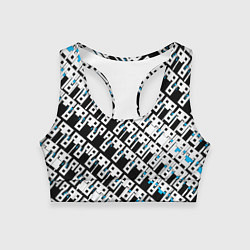 Топик спортивный женский Абстрактный узор на чёрном фоне, цвет: 3D-принт