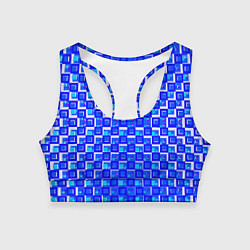 Женский спортивный топ Синие квадраты на белом фоне