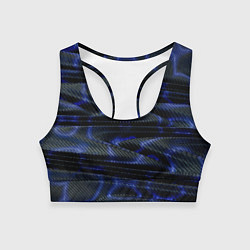 Топик спортивный женский Темно синие карбоновые волны, цвет: 3D-принт