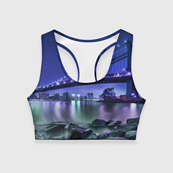 Топик спортивный женский Вечерняя Америка - мост, цвет: 3D-принт