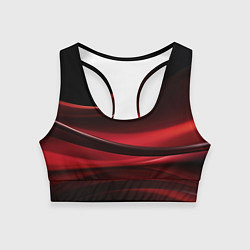 Топик спортивный женский Темная красная абстракция на черном фоне, цвет: 3D-принт