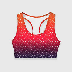Топик спортивный женский Градиент оранжево-фиолетовый со звёздочками, цвет: 3D-принт