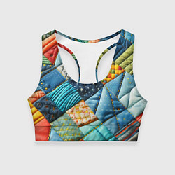 Топик спортивный женский Лоскутное одеяло - пэчворк, цвет: 3D-принт