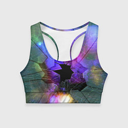 Топик спортивный женский Расколотое стекло - космическая туманность, цвет: 3D-принт