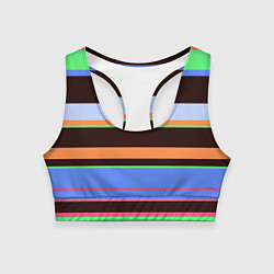Топик спортивный женский Разноцветный полосатый, цвет: 3D-принт