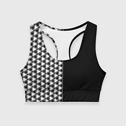 Топик спортивный женский Белые треугольники на чёрном фоне, цвет: 3D-принт