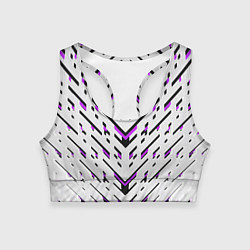 Топик спортивный женский Black and purple stripes on a white background, цвет: 3D-принт