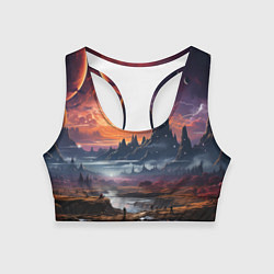 Топик спортивный женский Космический фантазийный мир на другой планете, цвет: 3D-принт