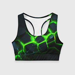 Женский спортивный топ Зеленый неон и разлом плит