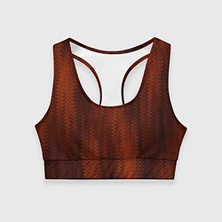 Топик спортивный женский Ярко-коричневый волнистыми линиями, цвет: 3D-принт
