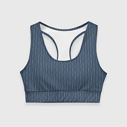 Топик спортивный женский Серо-синий текстурированные полосы, цвет: 3D-принт