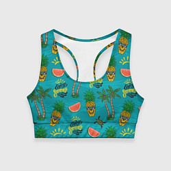 Топик спортивный женский Enjoy summer pattern - pineapple, цвет: 3D-принт