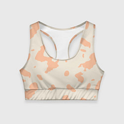 Женский спортивный топ Бежевый пятнистый паттерн