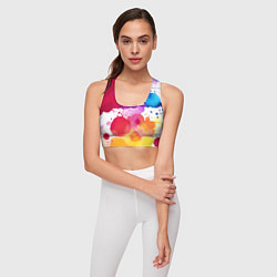 Топик спортивный женский Яркие абстрактные акварельные кляксы - нейросеть, цвет: 3D-принт — фото 2