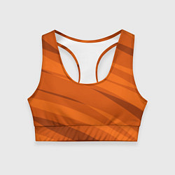 Топик спортивный женский Тёмный оранжевый полосами, цвет: 3D-принт