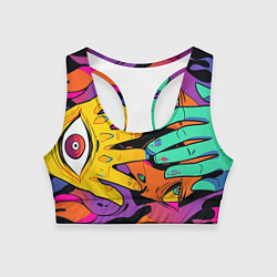 Топик спортивный женский Психоделические руки, цвет: 3D-принт