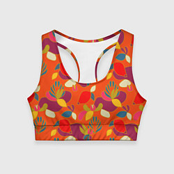 Топик спортивный женский Яркие ягодки-листочки, цвет: 3D-принт
