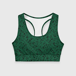 Топик спортивный женский Чёрно-зелёный волнистая текстура, цвет: 3D-принт