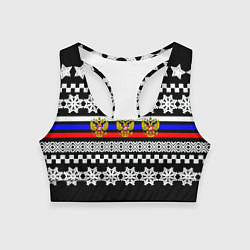 Топик спортивный женский Rusiia winter pattern, цвет: 3D-принт