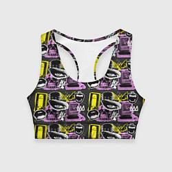 Топик спортивный женский Hype pop art коллаж-паттерн в пунктирном стиле с г, цвет: 3D-принт