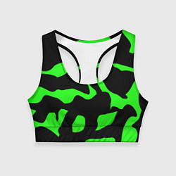 Топик спортивный женский Зелёный камуфляж милитари, цвет: 3D-принт