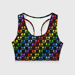 Женский спортивный топ Marshmello pattern neon