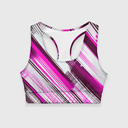 Топик спортивный женский Розовые диагональные полосы на белом фоне, цвет: 3D-принт