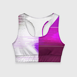 Топик спортивный женский Горизонтальные полосы на розово-белом фоне, цвет: 3D-принт