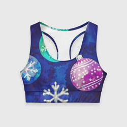 Топик спортивный женский Новогодний узор, цвет: 3D-принт