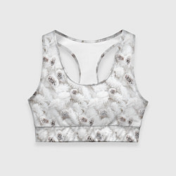 Топик спортивный женский Ёлка с шишками в рождественский мороз, цвет: 3D-принт