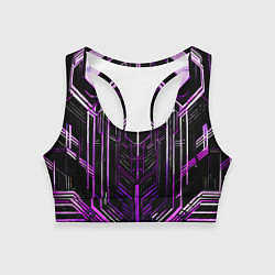 Женский спортивный топ Purple lines on a black background