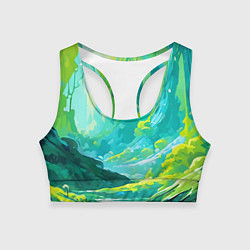 Женский спортивный топ Зелёная кислотная абстракция