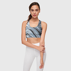 Топик спортивный женский Полированный металл серебряный, цвет: 3D-принт — фото 2