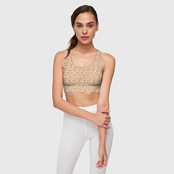 Топик спортивный женский Телесный бежевый паттерн, цвет: 3D-принт — фото 2