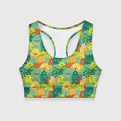 Женский спортивный топ Весёлые монстрики пришельцы