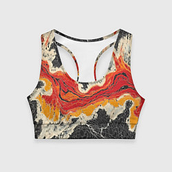 Топик спортивный женский Красно-черная потертая текстура, цвет: 3D-принт