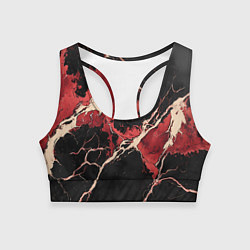 Топик спортивный женский Красно-черная потертая текстура, цвет: 3D-принт