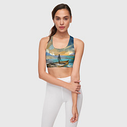 Топик спортивный женский Мальчик и лодка, цвет: 3D-принт — фото 2