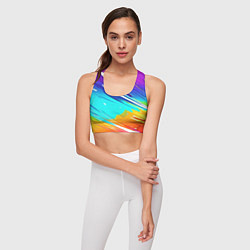Топик спортивный женский Радужные брызги краски текстура, цвет: 3D-принт — фото 2