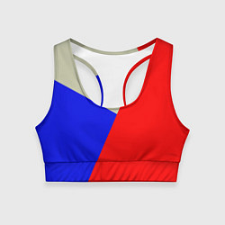 Женский спортивный топ Серо-сине-красный трёхцветный