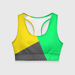 Топик спортивный женский Жёлто-серо-зелёный трёхцветный, цвет: 3D-принт