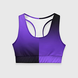 Топик спортивный женский Чёрно-сиреневый градиент пополам, цвет: 3D-принт