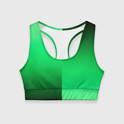 Женский спортивный топ Чёрно-зелёный градиент пополам