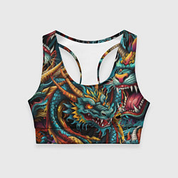 Топик спортивный женский Татуировка дракона ирезуми, цвет: 3D-принт