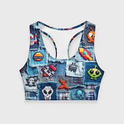 Женский спортивный топ Пиксельный космос