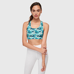 Топик спортивный женский Летний узор с ракушками и морскими звездами, цвет: 3D-принт — фото 2