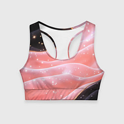 Топик спортивный женский Розовая волнистая текстура на черном, цвет: 3D-принт